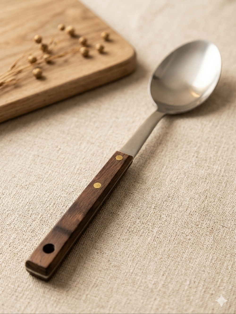 MB Japan 5272 Natural Beauty Wood Handle Stainless Steel Tablespoon Vintage